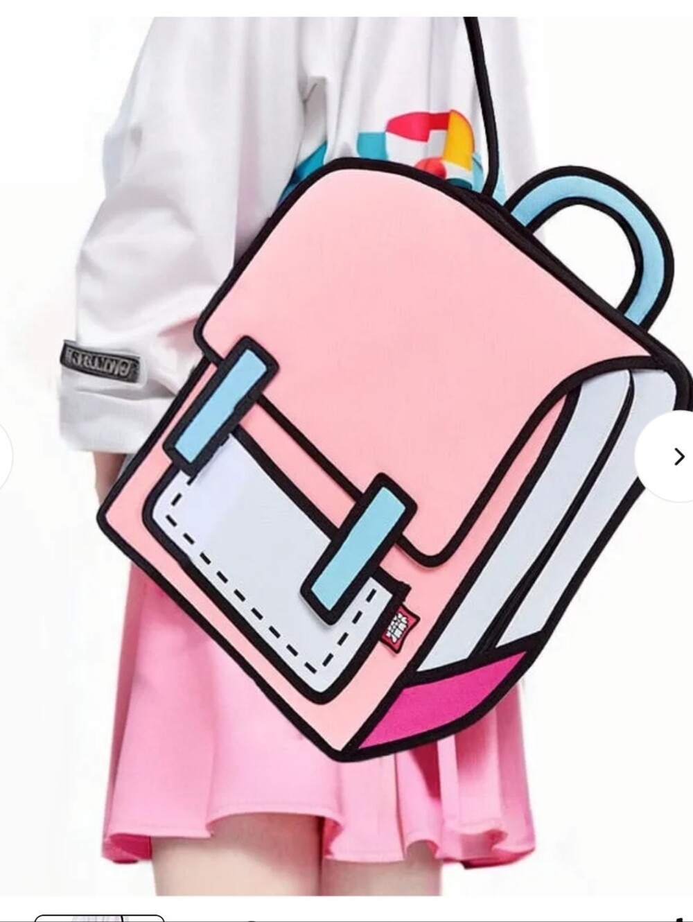 Wide Spaceman Cartoon Backpack – Fun 2D Bag Pink And Blue